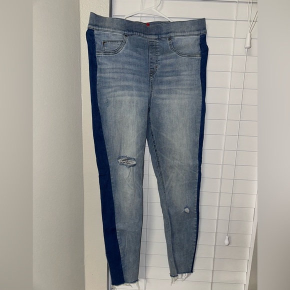 SPANX Blue Skinny Jeans with Distressed Details - Picture 1 of 4